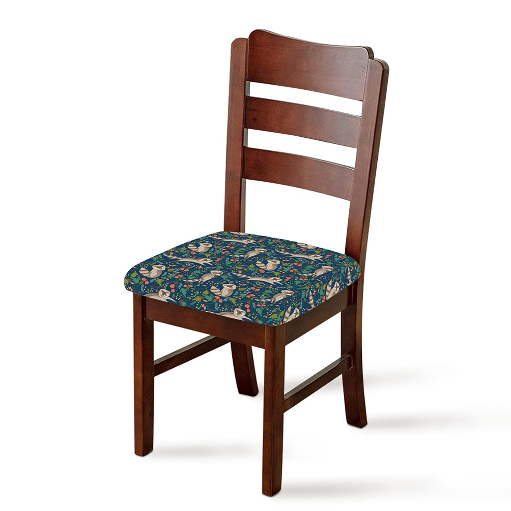 Cartoon Raccoon Pattern Print Chair Cushion Cover