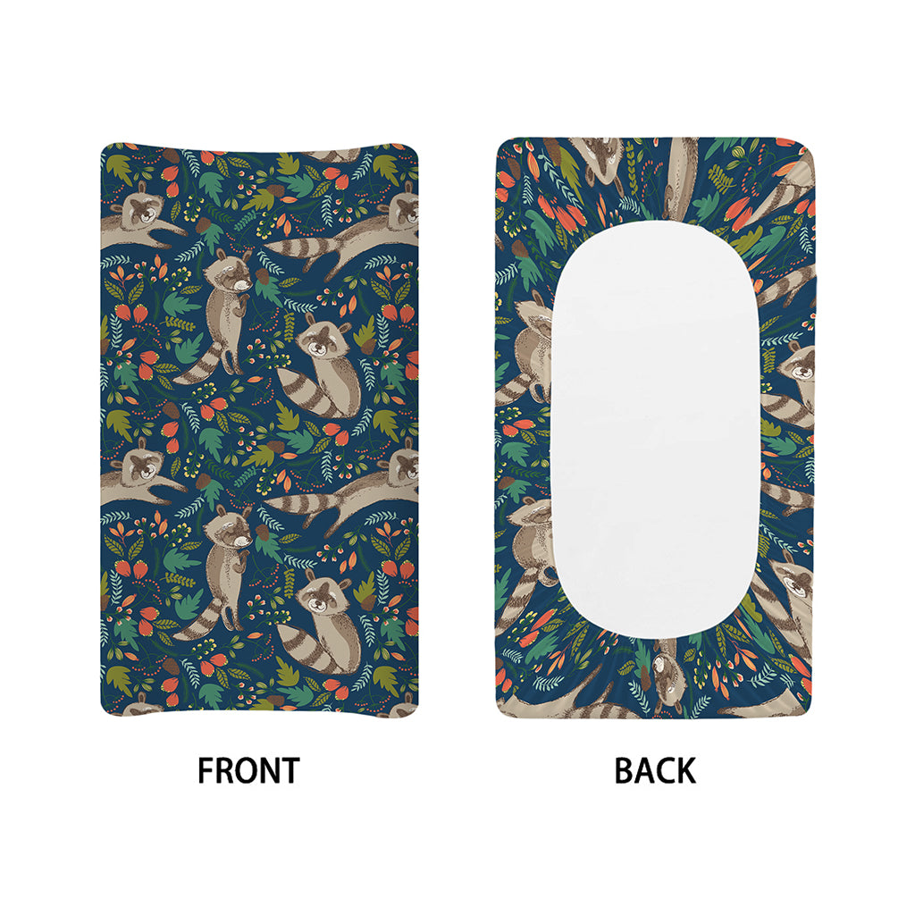Cartoon Raccoon Pattern Print Changing Pad Cover
