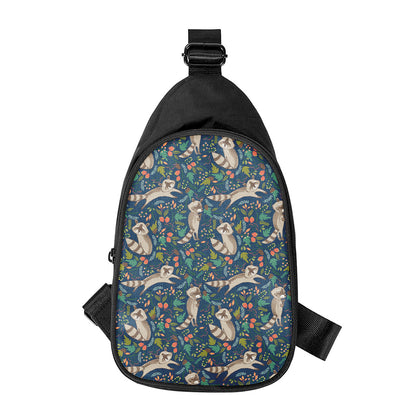 Cartoon Raccoon Pattern Print Chest Bag