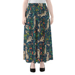 Cartoon Raccoon Pattern Print Chiffon Maxi Skirt