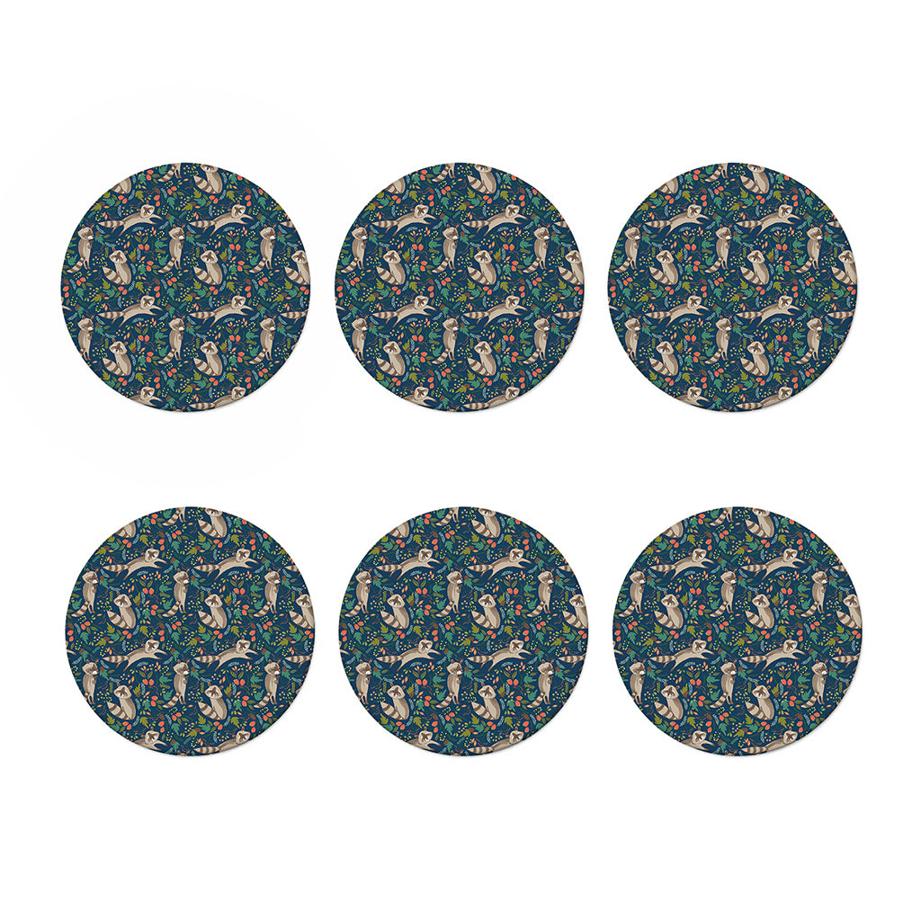 Cartoon Raccoon Pattern Print Coaster Set