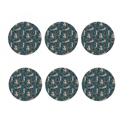 Cartoon Raccoon Pattern Print Coaster Set