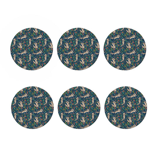 Cartoon Raccoon Pattern Print Coaster Set