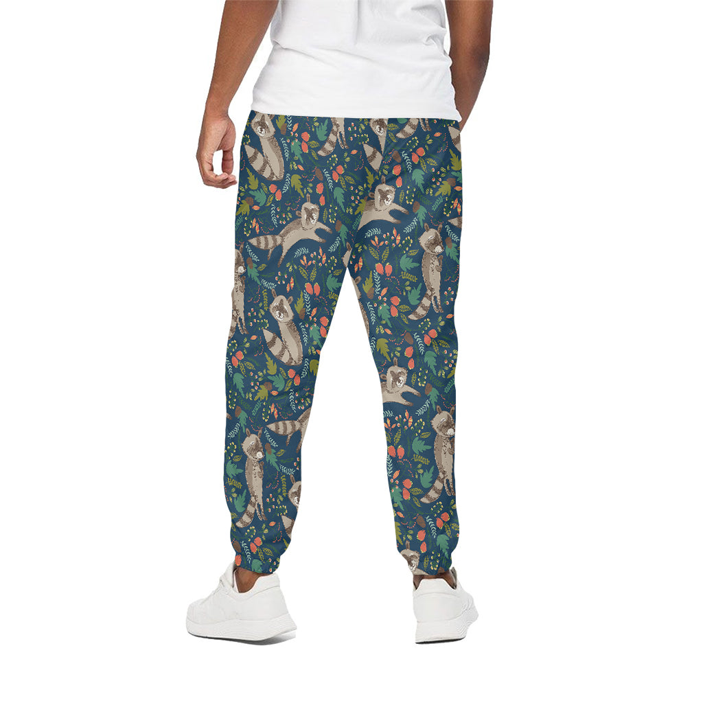 Cartoon Raccoon Pattern Print Cotton Pants