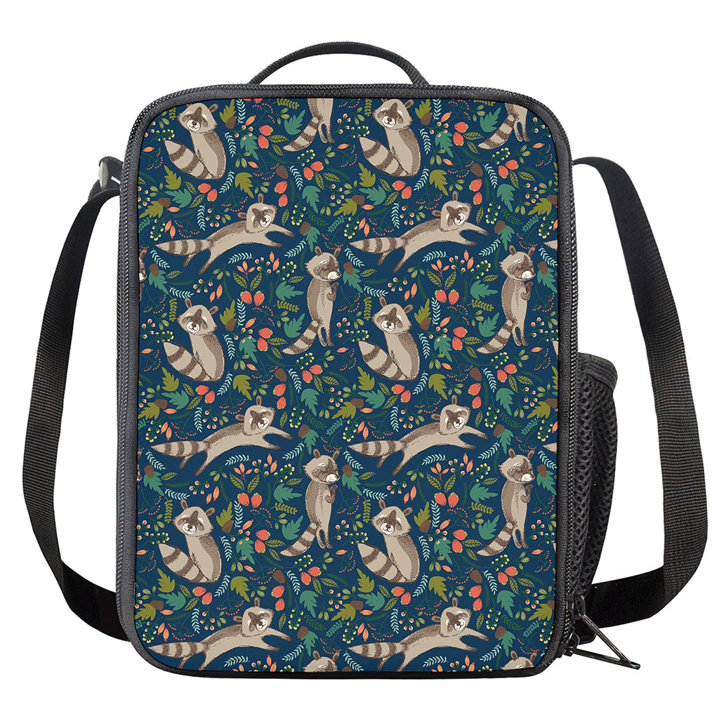 Cartoon Raccoon Pattern Print Crossbody Lunch Bag