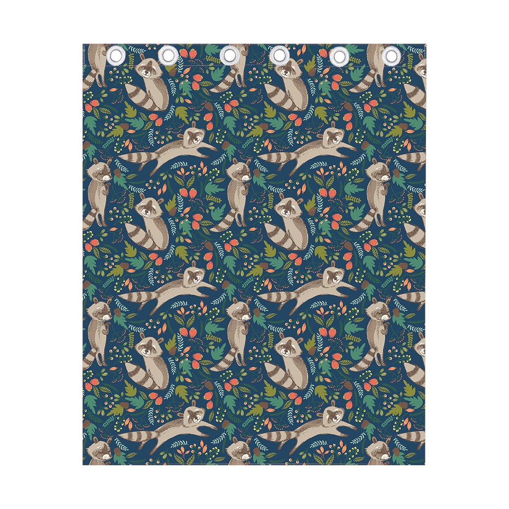 Cartoon Raccoon Pattern Print Curtain