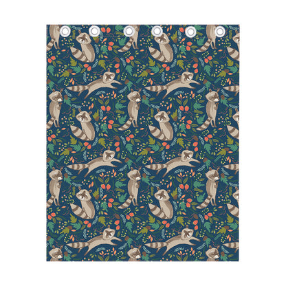 Cartoon Raccoon Pattern Print Curtain