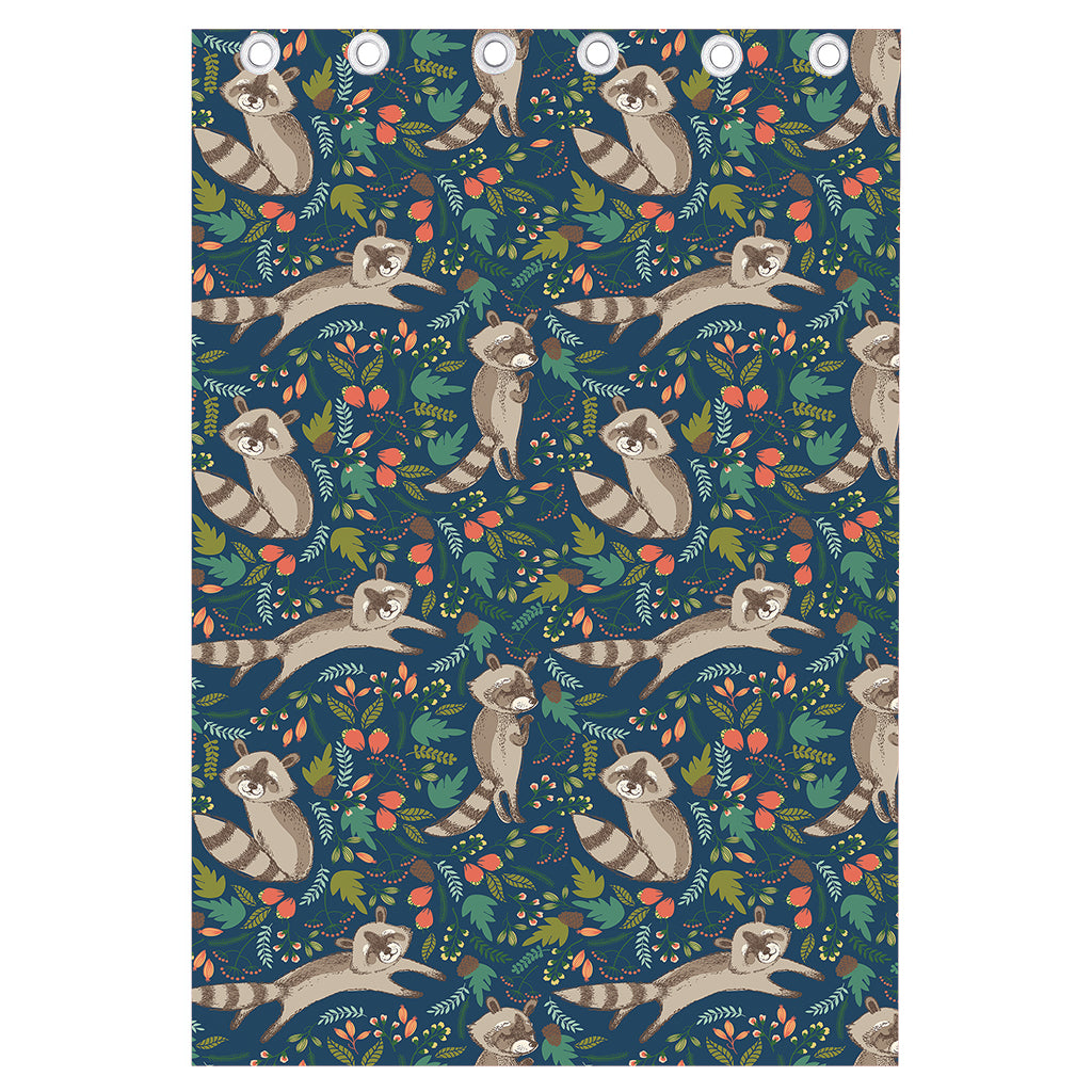 Cartoon Raccoon Pattern Print Curtain
