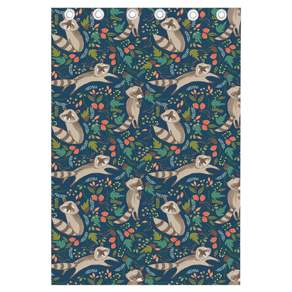 Cartoon Raccoon Pattern Print Curtain