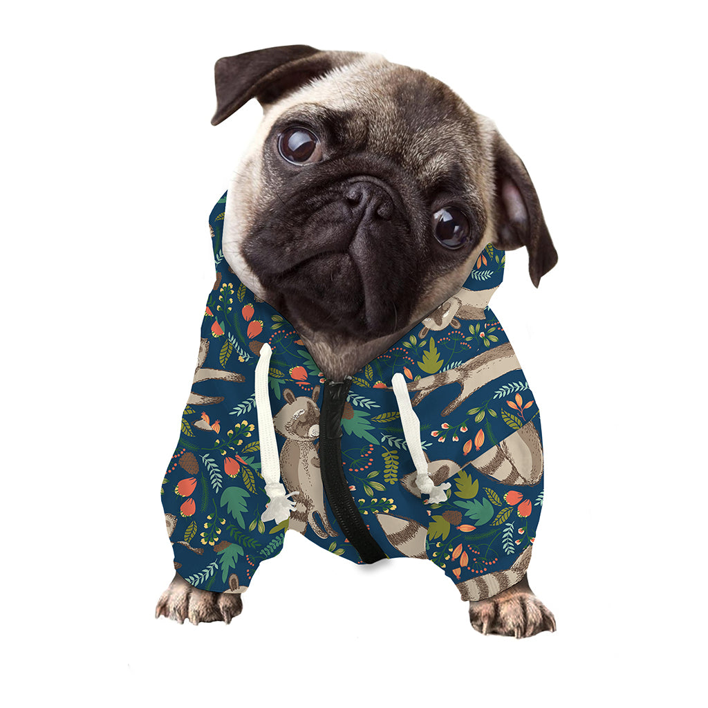 Cartoon Raccoon Pattern Print Dog Zip Up Hoodie