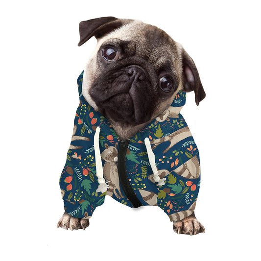 Cartoon Raccoon Pattern Print Dog Zip Up Hoodie