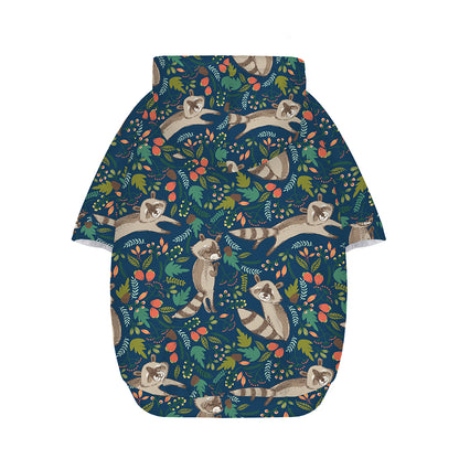 Cartoon Raccoon Pattern Print Dog Zip Up Hoodie