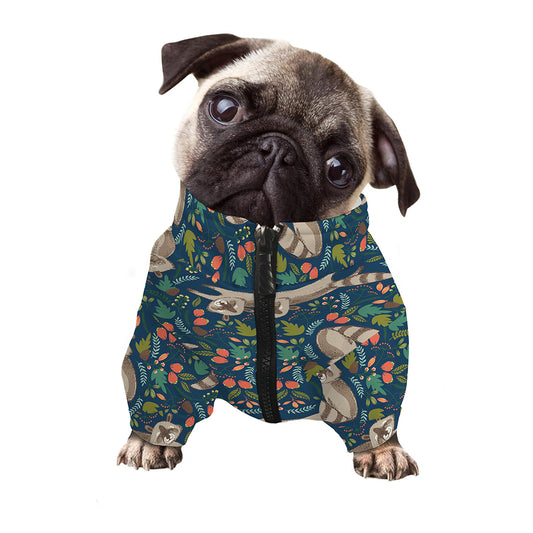 Cartoon Raccoon Pattern Print Dog Zip Up Jacket