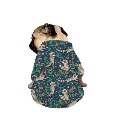 Cartoon Raccoon Pattern Print Dog Zip Up Jacket