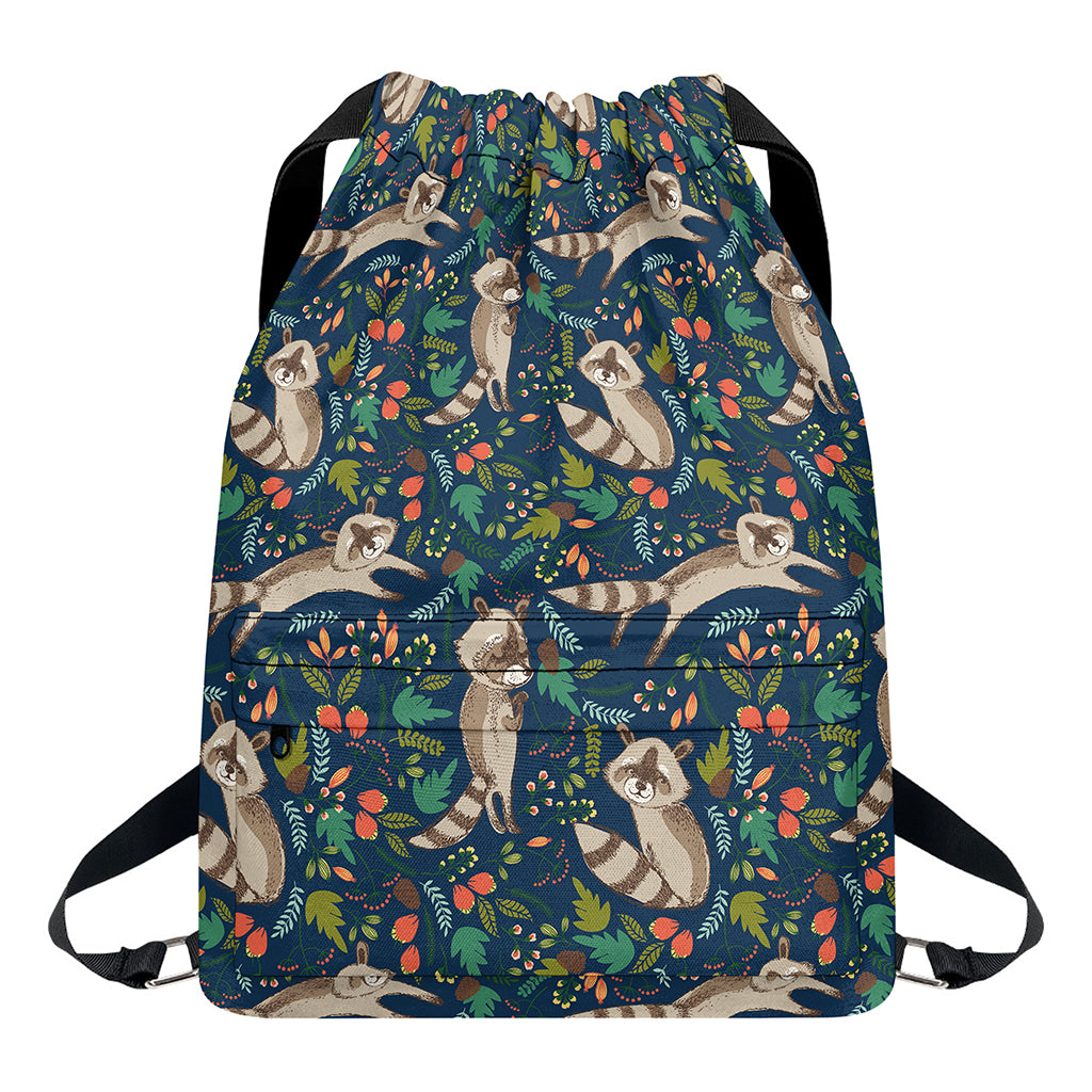 Cartoon Raccoon Pattern Print Drawstring Backpack