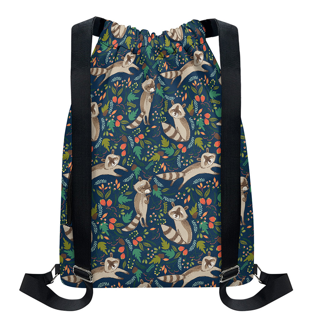 Cartoon Raccoon Pattern Print Drawstring Backpack