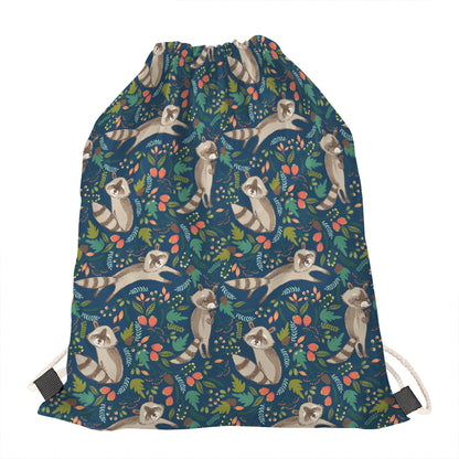 Cartoon Raccoon Pattern Print Drawstring Bag