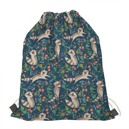 Cartoon Raccoon Pattern Print Drawstring Bag