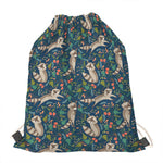 Cartoon Raccoon Pattern Print Drawstring Bag