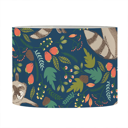Cartoon Raccoon Pattern Print Drum Lamp Shade