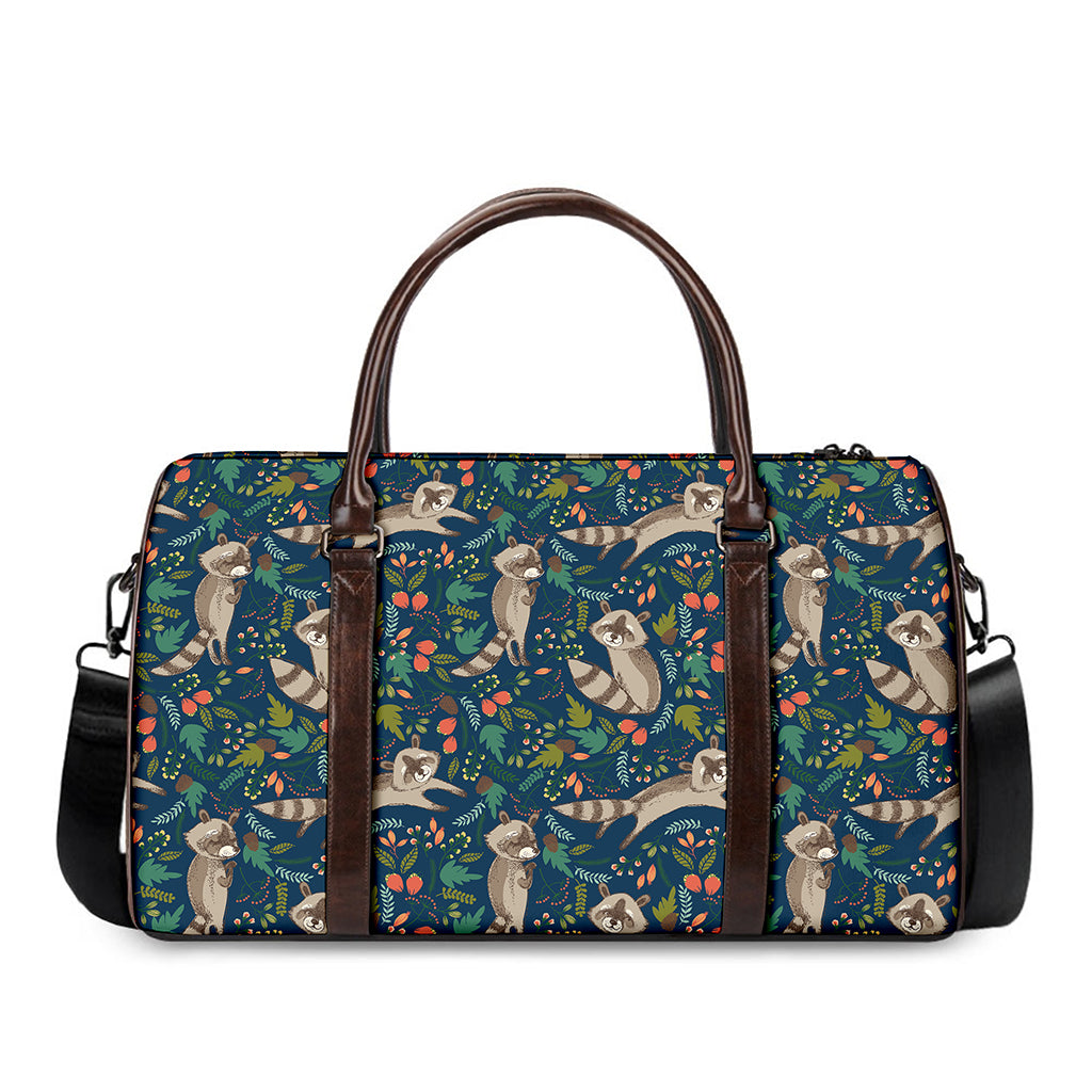 Cartoon Raccoon Pattern Print Duffle Bag