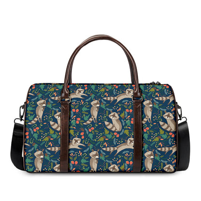 Cartoon Raccoon Pattern Print Duffle Bag