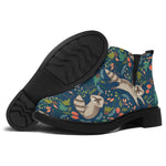 Cartoon Raccoon Pattern Print Flat Ankle Boots