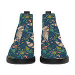 Cartoon Raccoon Pattern Print Flat Ankle Boots