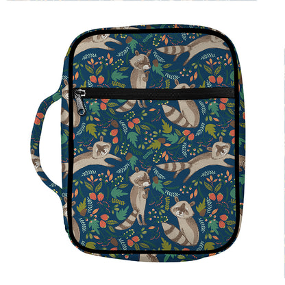 Cartoon Raccoon Pattern Print Front Pocket Bible Bag