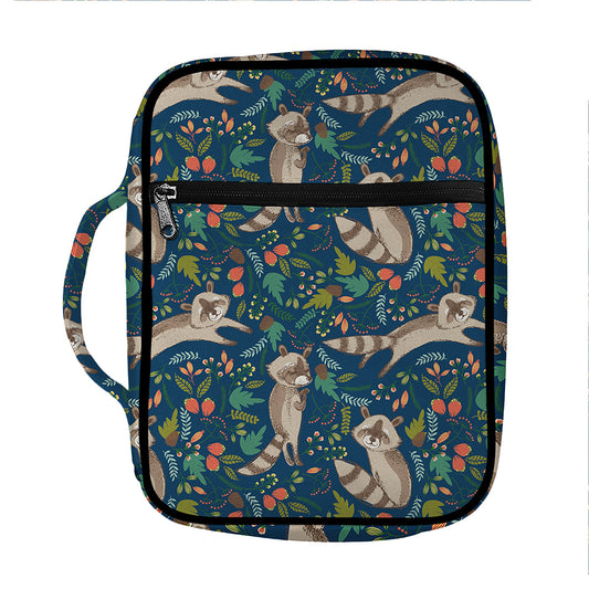 Cartoon Raccoon Pattern Print Front Pocket Bible Bag