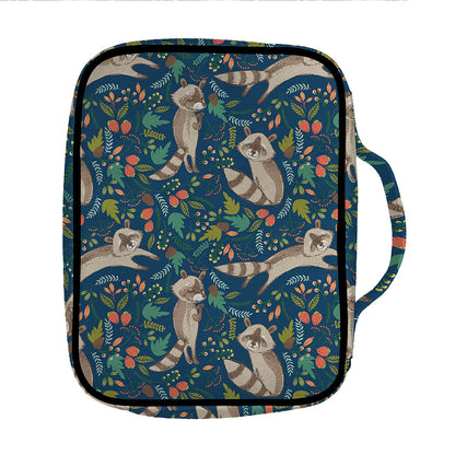 Cartoon Raccoon Pattern Print Front Pocket Bible Bag