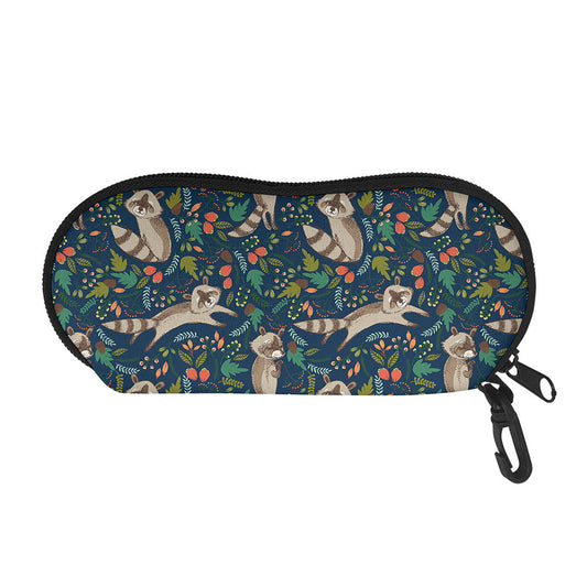 Cartoon Raccoon Pattern Print Glasses Case