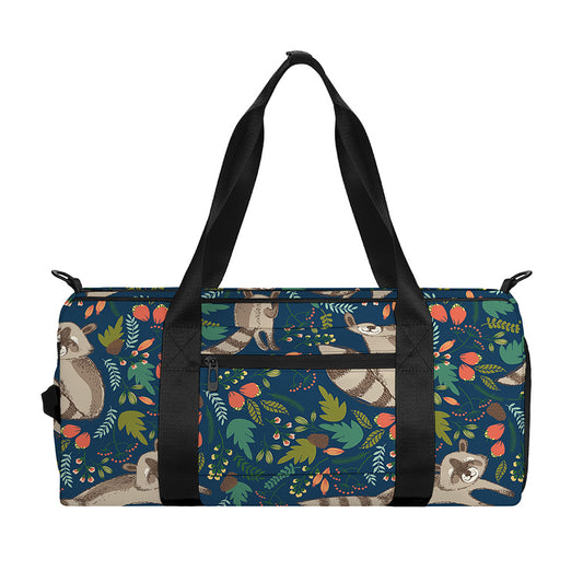 Cartoon Raccoon Pattern Print Gym Bag