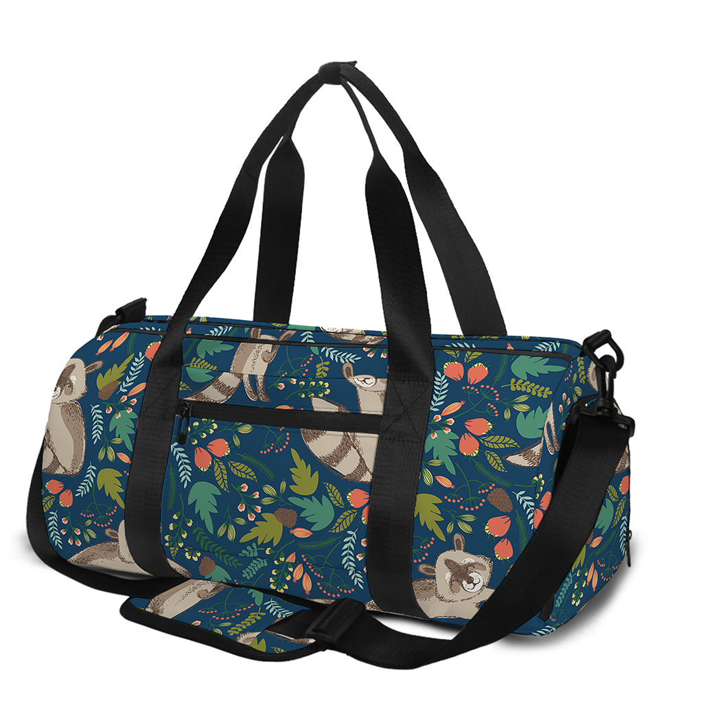 Cartoon Raccoon Pattern Print Gym Bag