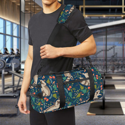 Cartoon Raccoon Pattern Print Gym Bag