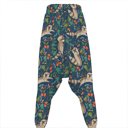 Cartoon Raccoon Pattern Print Hammer Pants