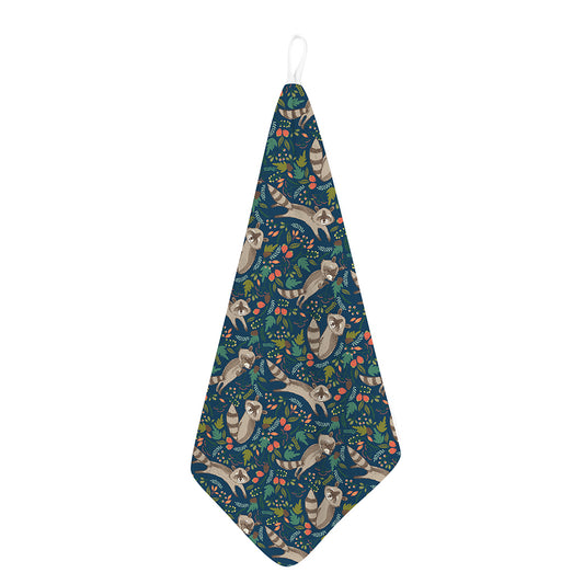 Cartoon Raccoon Pattern Print Hand Towel