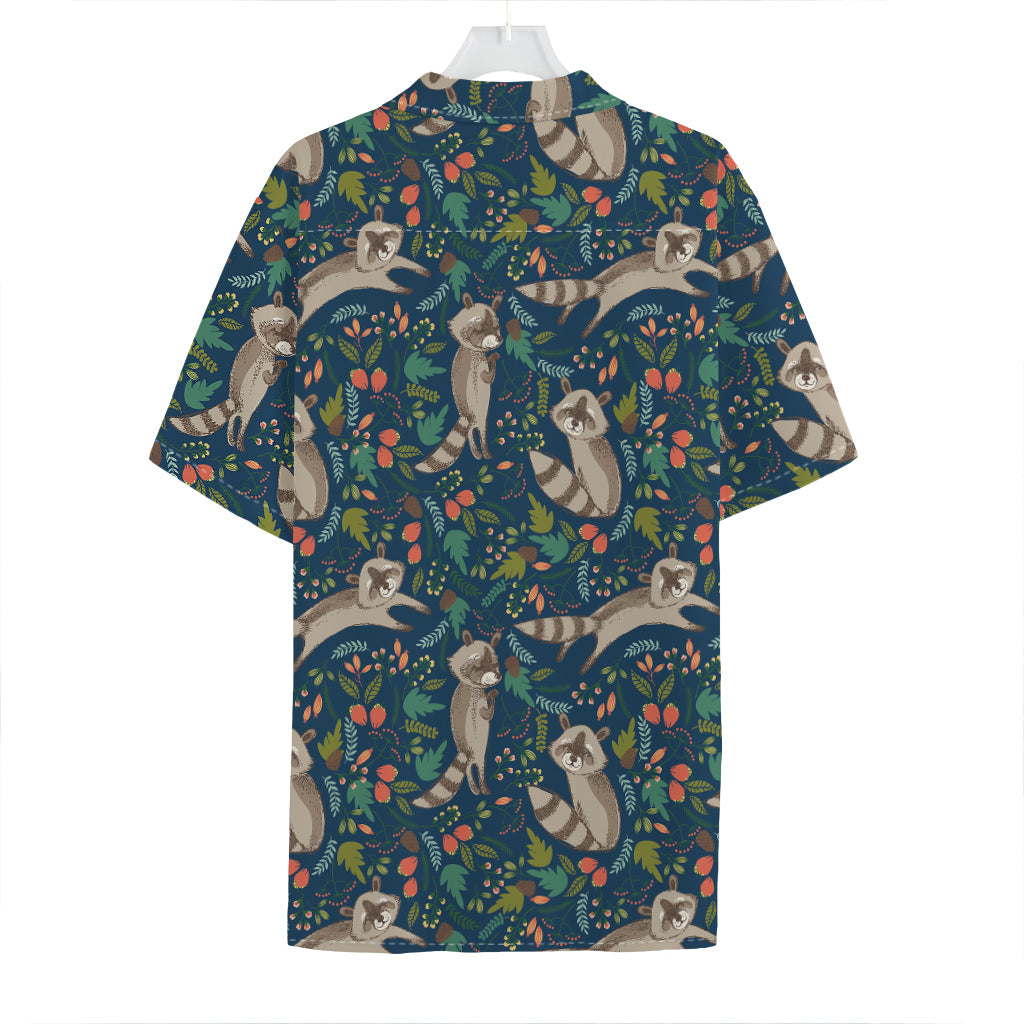 Cartoon Raccoon Pattern Print Hawaiian Shirt