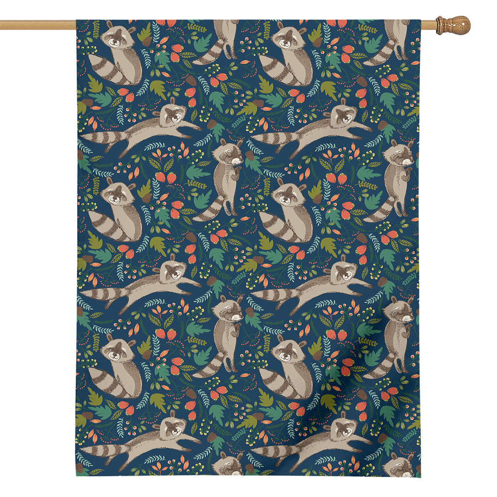 Cartoon Raccoon Pattern Print House Flag