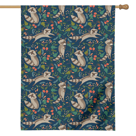 Cartoon Raccoon Pattern Print House Flag