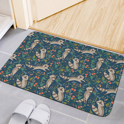 Cartoon Raccoon Pattern Print Indoor Door Mat