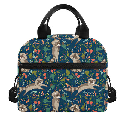 Cartoon Raccoon Pattern Print Insulated Lunch Bag