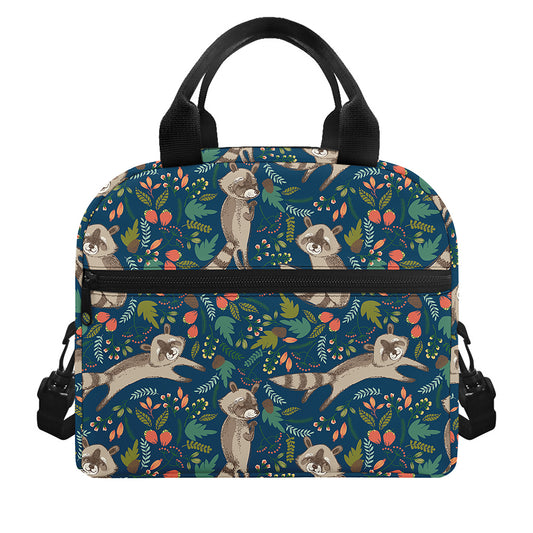 Cartoon Raccoon Pattern Print Insulated Lunch Bag