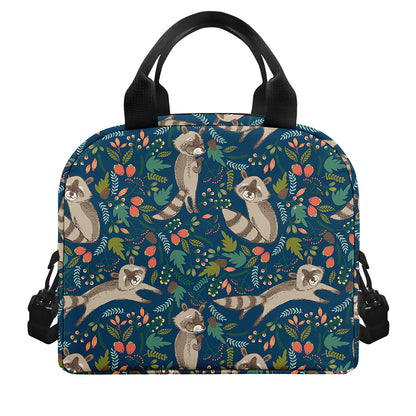 Cartoon Raccoon Pattern Print Insulated Lunch Bag
