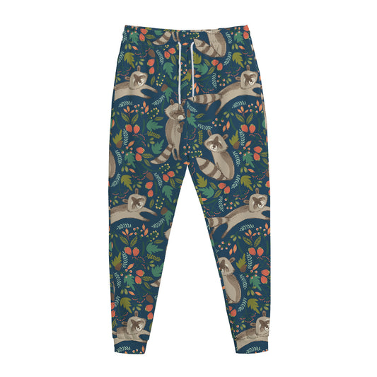 Cartoon Raccoon Pattern Print Jogger Pants
