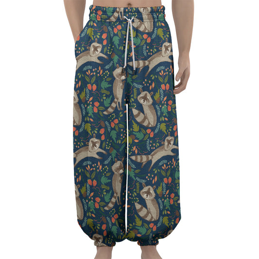 Cartoon Raccoon Pattern Print Lantern Pants