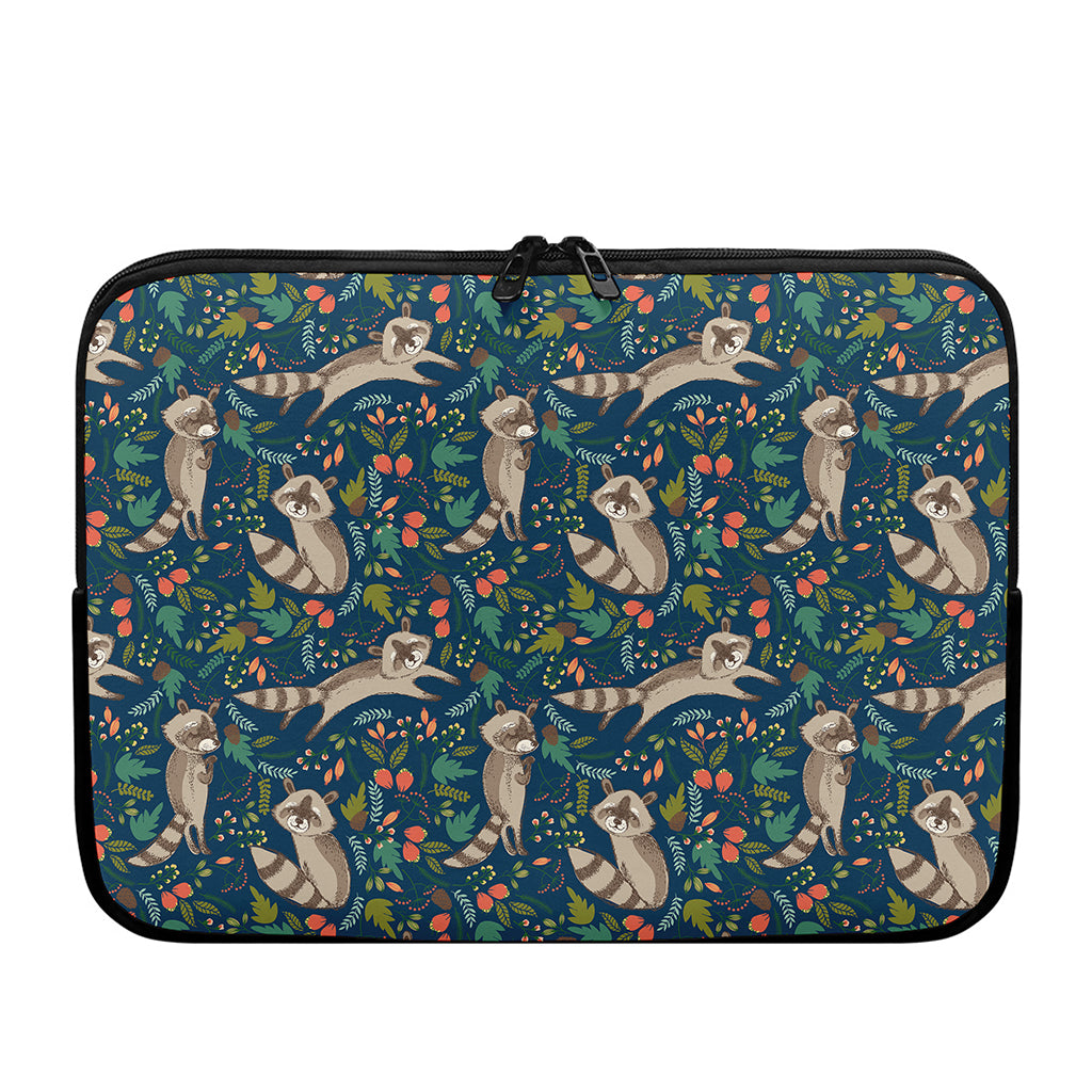 Cartoon Raccoon Pattern Print Laptop Sleeve