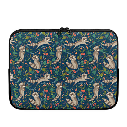 Cartoon Raccoon Pattern Print Laptop Sleeve