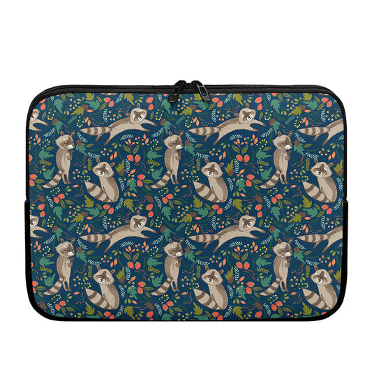 Cartoon Raccoon Pattern Print Laptop Sleeve