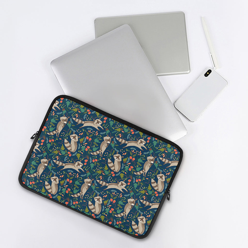 Cartoon Raccoon Pattern Print Laptop Sleeve